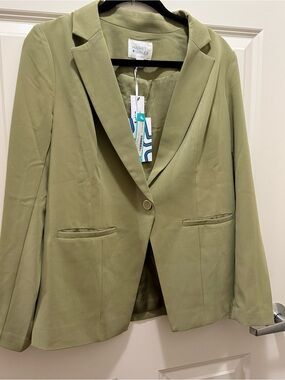 Fall Academia Professional Olive Green Blazer NWT Women’s Medium Feminine Jacket